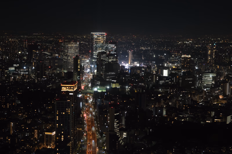 Aerial view of Tokyo at night