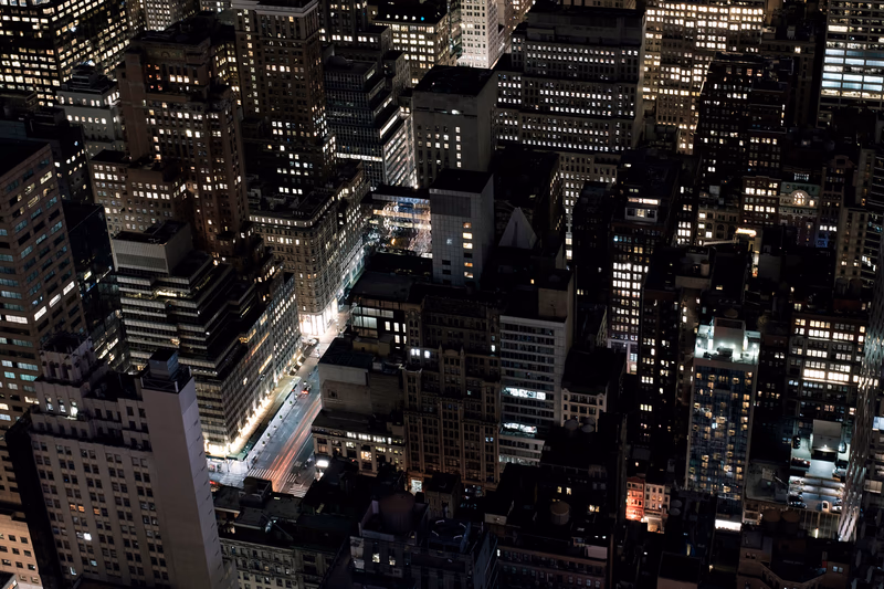 A night view of the cityscape of New York, USA