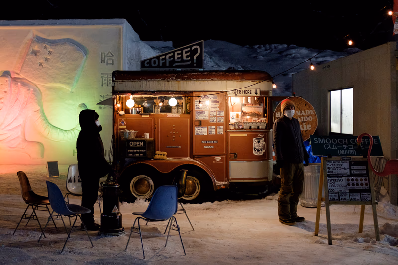 A coffee truck in Asahikawa, Hokkaido, Japan