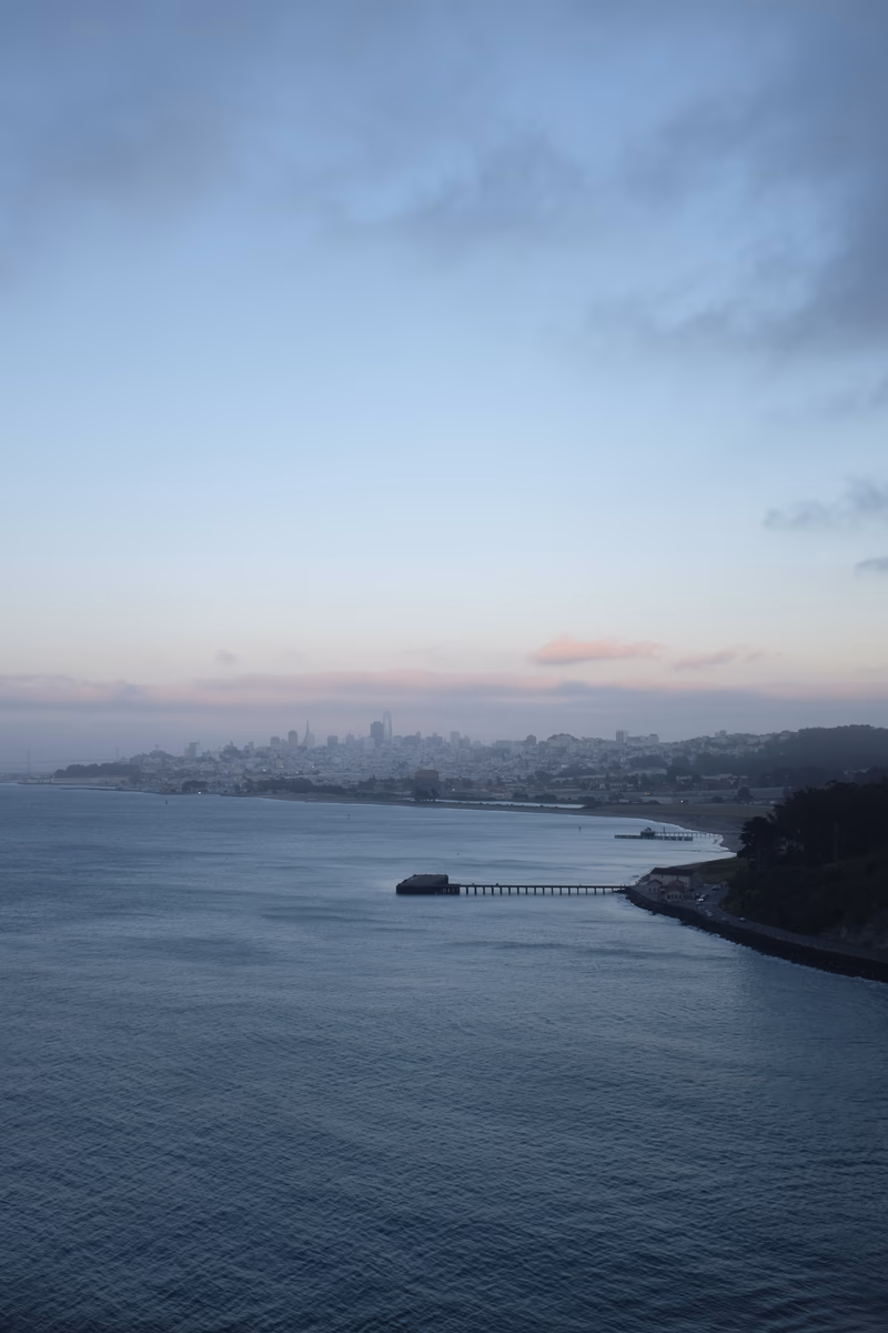 A boat in a calm water body near Sausalito, California, United States