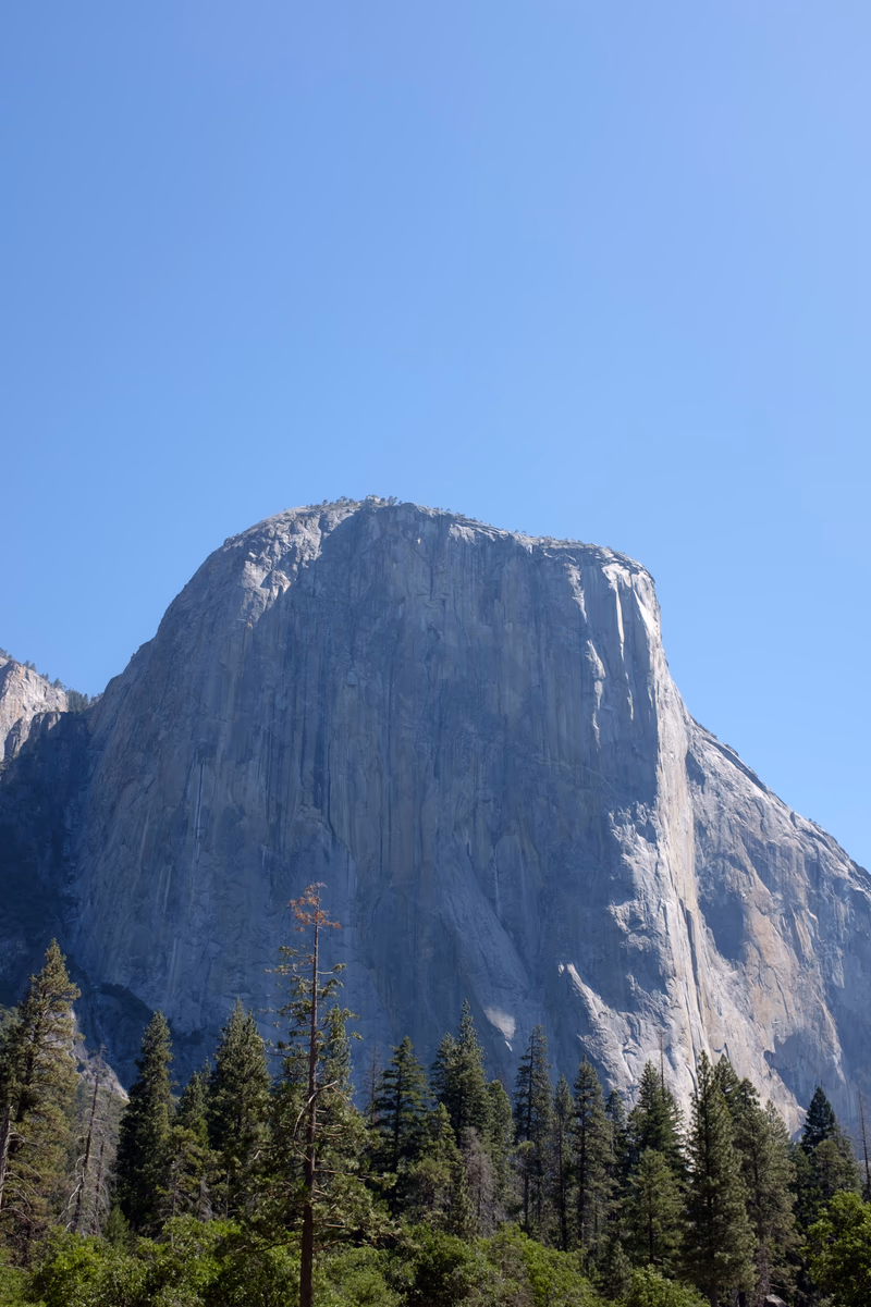 A photograph of a large rock formation in Yosemite Valley, California, USA.